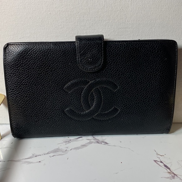 Authentic Chanel Classic n Black Caviar Leather Cc French Kisslock Wallet - Picture 3 of 17
